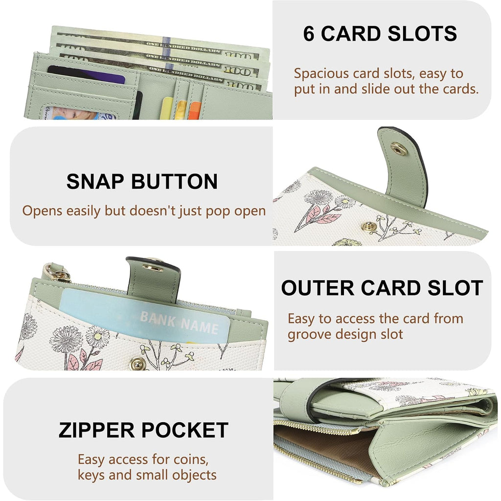 Small Wallet For Women Rfid Blocking Tassle Bifold Slim Thin Leather Wallet Credit Card Holder Wallet Ladies Mini Wallet With Widened Zipper Pocket