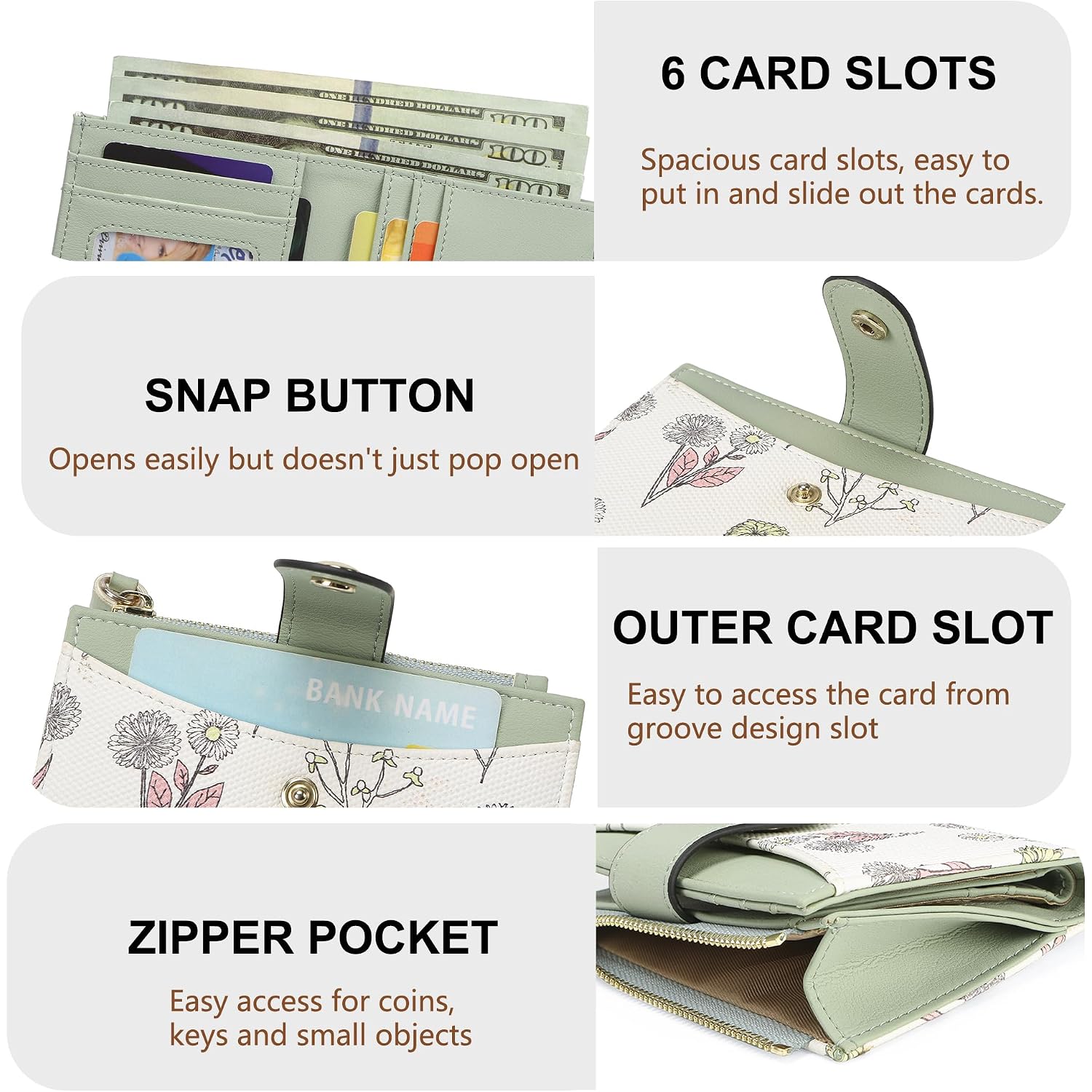 Small Wallet For Women Rfid Blocking Tassle Bifold Slim Thin Leather Wallet Credit Card Holder Wallet Ladies Mini Wallet With Widened Zipper Pocket