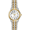 Citizen Women'S Eco-Drive Dress Classic Two Tone Gold Stainless Steel Watch, Easy To Read, White Dial, 26Mm (Model: Ew1544-53A)