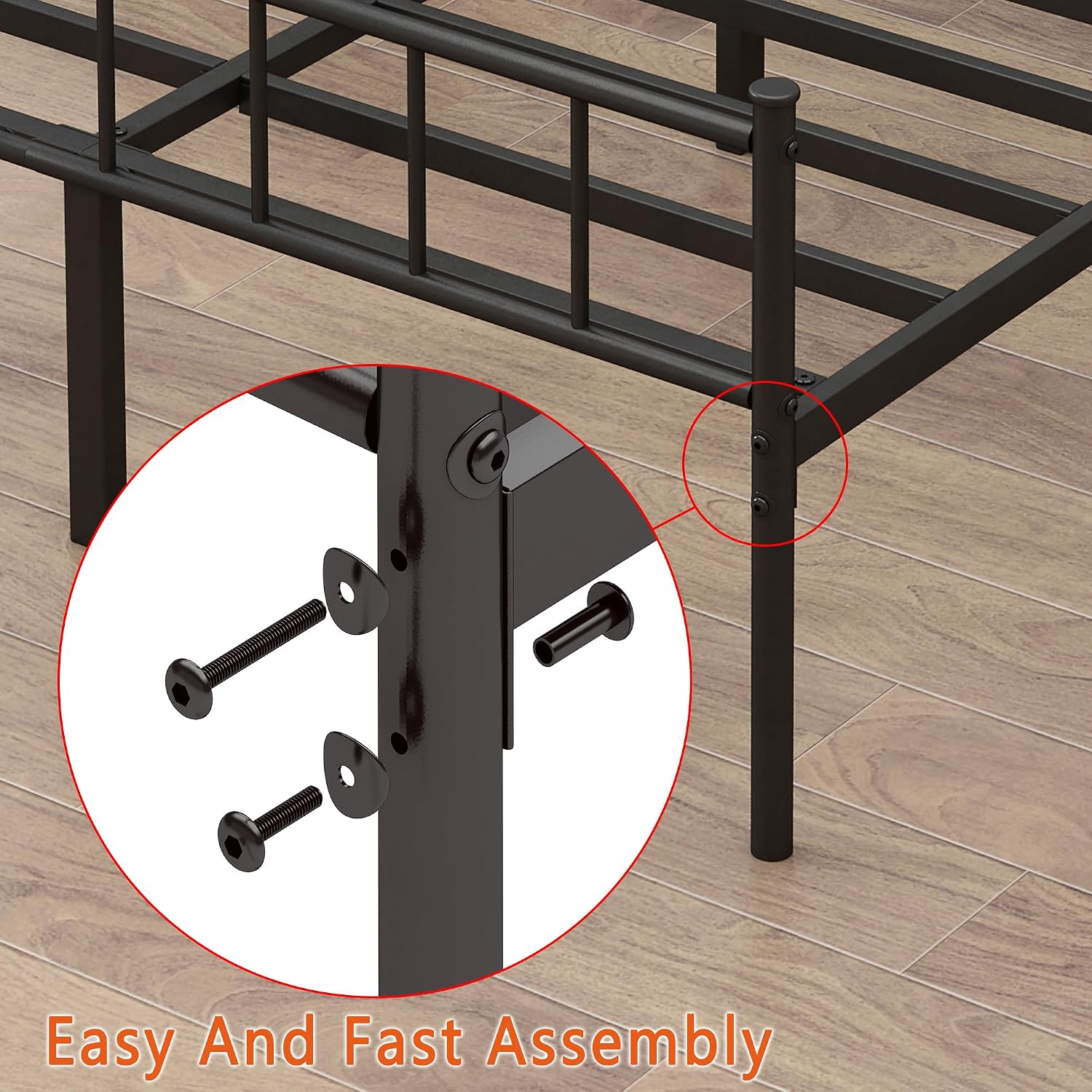 Queen Metal Bed Frame,Steel Slat Support,Noise Free,Easy Assembly