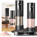 Electric Salt And Pepper Grinder Set - Rechargeable Automatic Salt And Pepper Shakers, Kitchen Appliances With External Adjustable Coarseness, Larger Hopper For Cooking, Home Gifts(2 Pack,Black/Black)