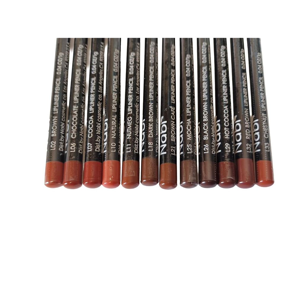 12-Piece Brown Tone Lip Liner Pencil Set, Assorted Colors