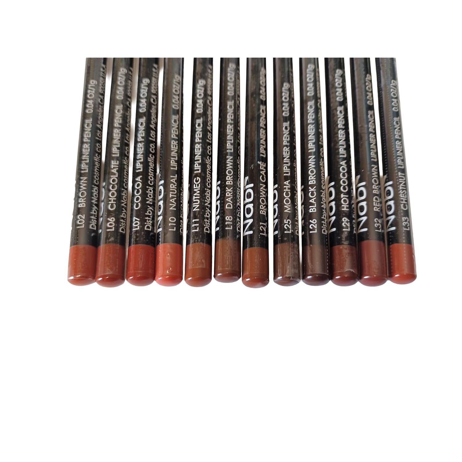 12-Piece Brown Tone Lip Liner Pencil Set, Assorted Colors