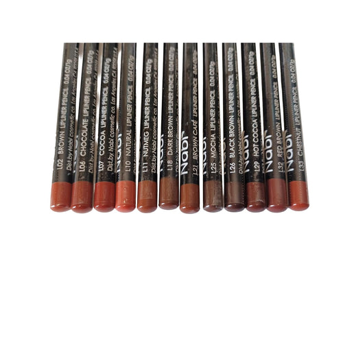 12-Piece Brown Tone Lip Liner Pencil Set, Assorted Colors