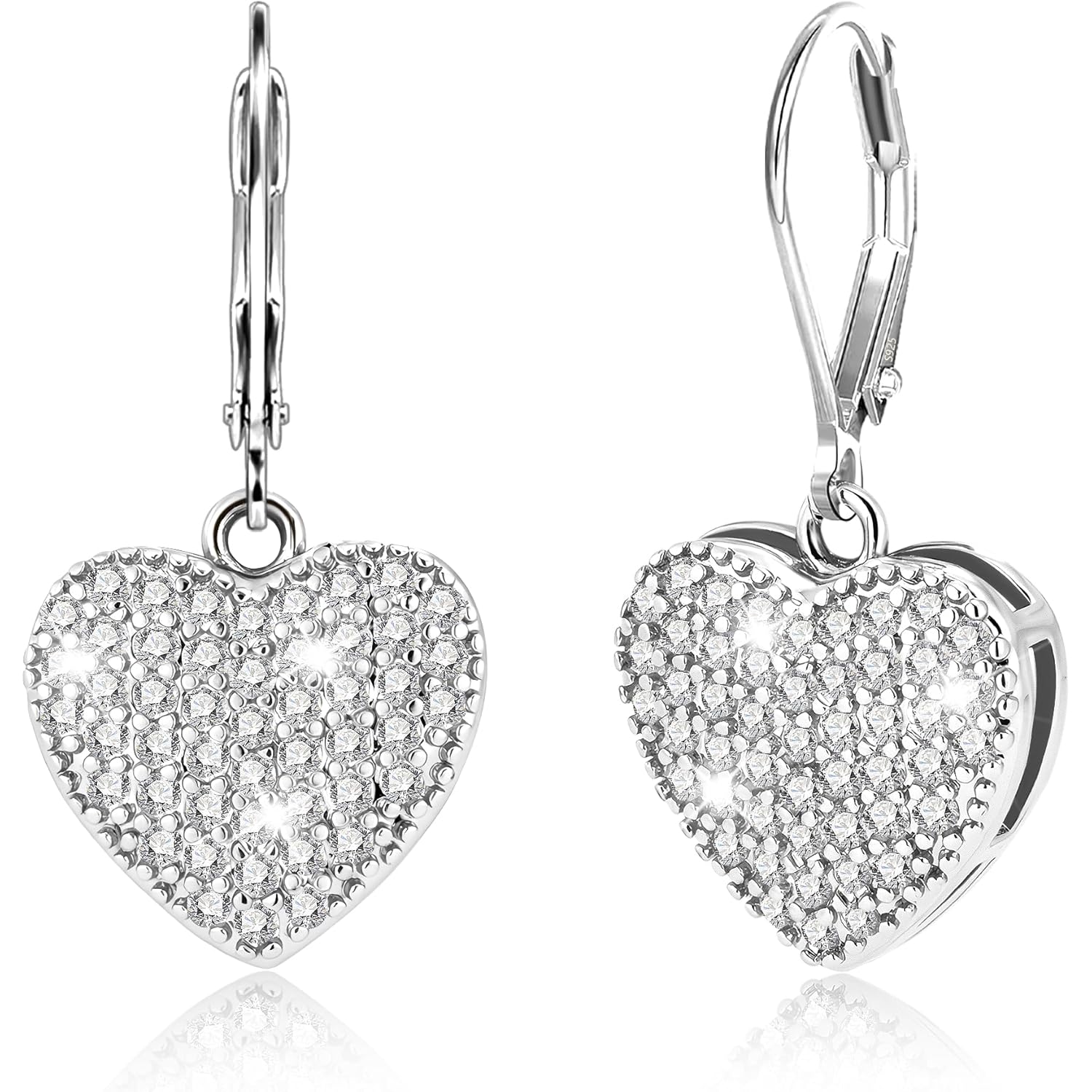 ALEXCRAFT 925 Sterling Silver Dangle Earrings, 14K Gold Plated Heart Waterdrop Earring for Women Trendy Hypoallergenic Leverback Earings Wedding Cubic Zirconia Dangle Earrings Jewelry for Women
