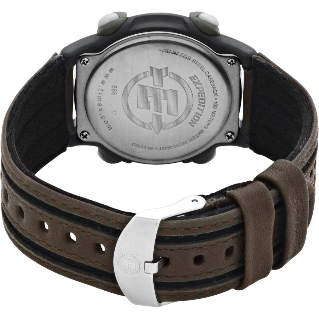 Timex Men'S T48042 Expedition Full-Size Digital Cat Brown Nylon/Leather Strap Watch
