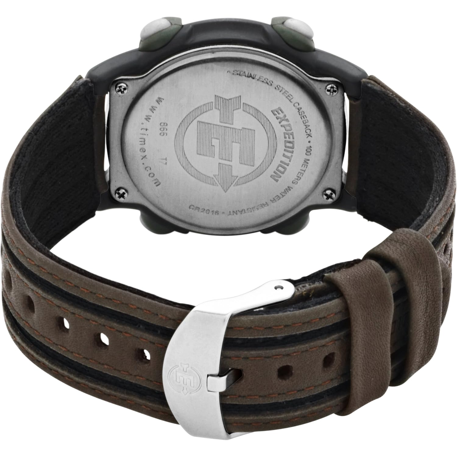 Timex Men'S T48042 Expedition Full-Size Digital Cat Brown Nylon/Leather Strap Watch