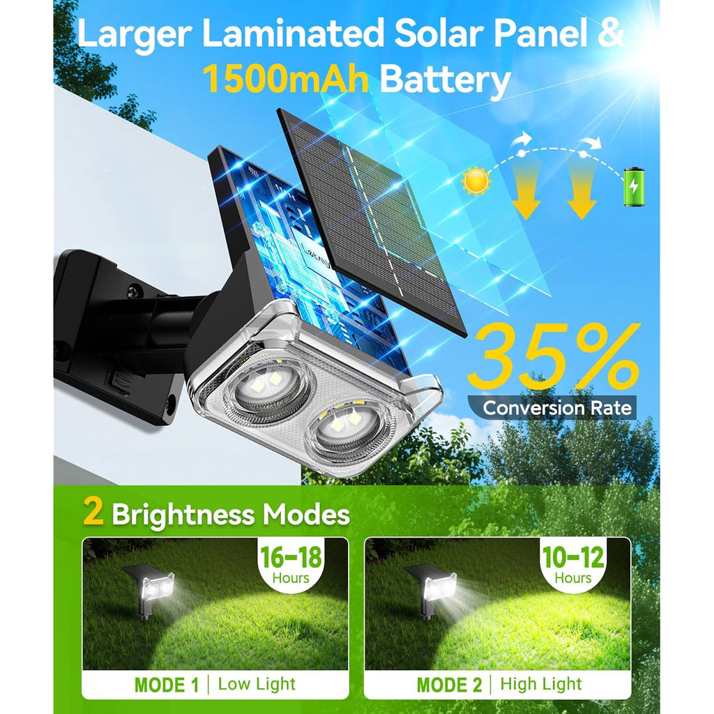 Letmy Solar Lights Outdoor Waterproof Ip65, 6 Pack Solar Spot Lights Outdoor With 14 Big Leds, 2-In-1 Wall Lights & 2 Modes Solar Powered Landscape Spotlights For Garage Pathway Yard Decor Garden Gift