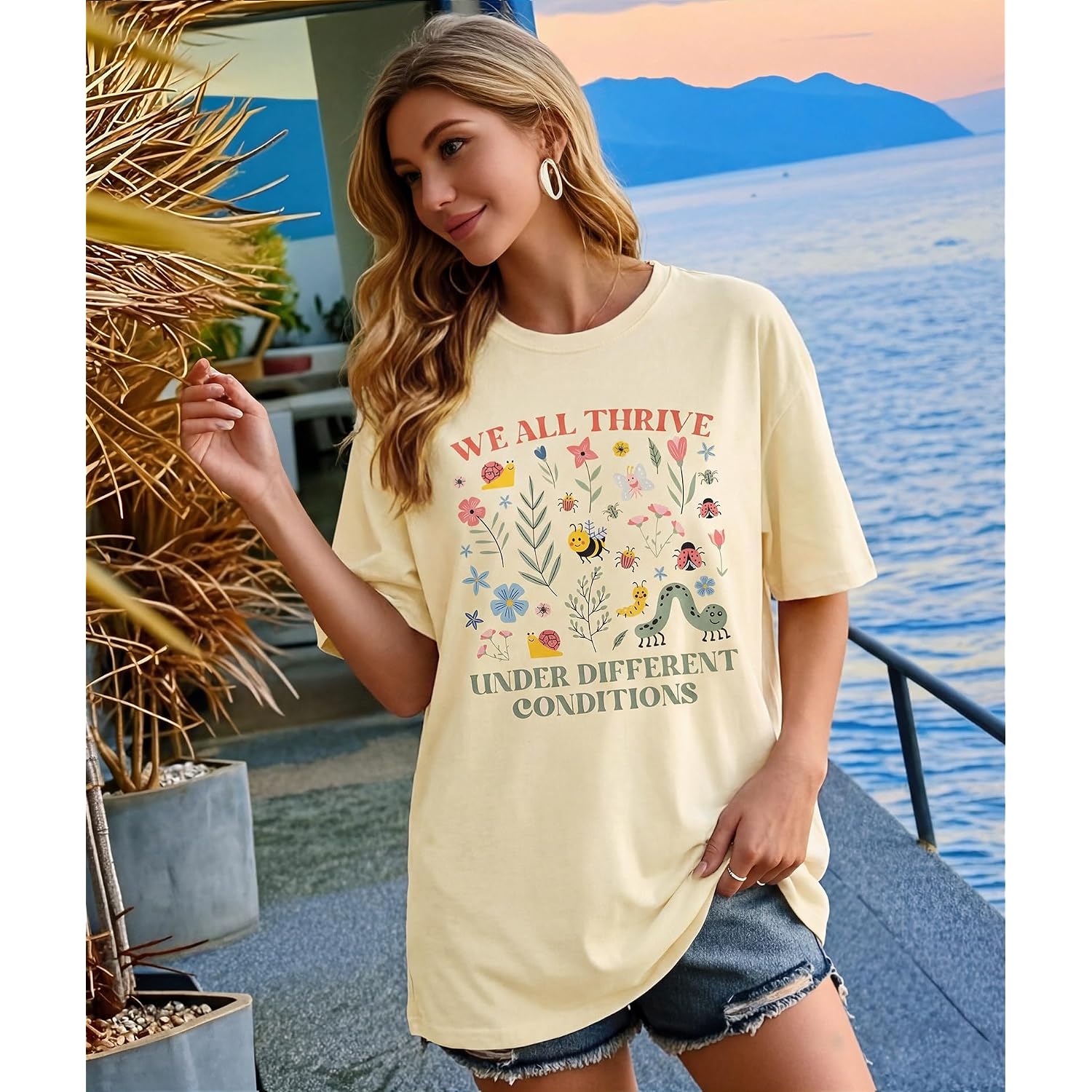 Women's Special Education Teacher Shirt Floral Mental Health Shirt Neurodiversity Tshirt Graphic Short Sleeve Top We All Thrive