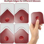 TMEDW Pan Scraper, 5 Pcs Pot Scraper, Pan Scraper Plastic, Multifunctional Scraper Tool for Kitchen, Non-Slip, Food Safe, High Heat Resistant-Red