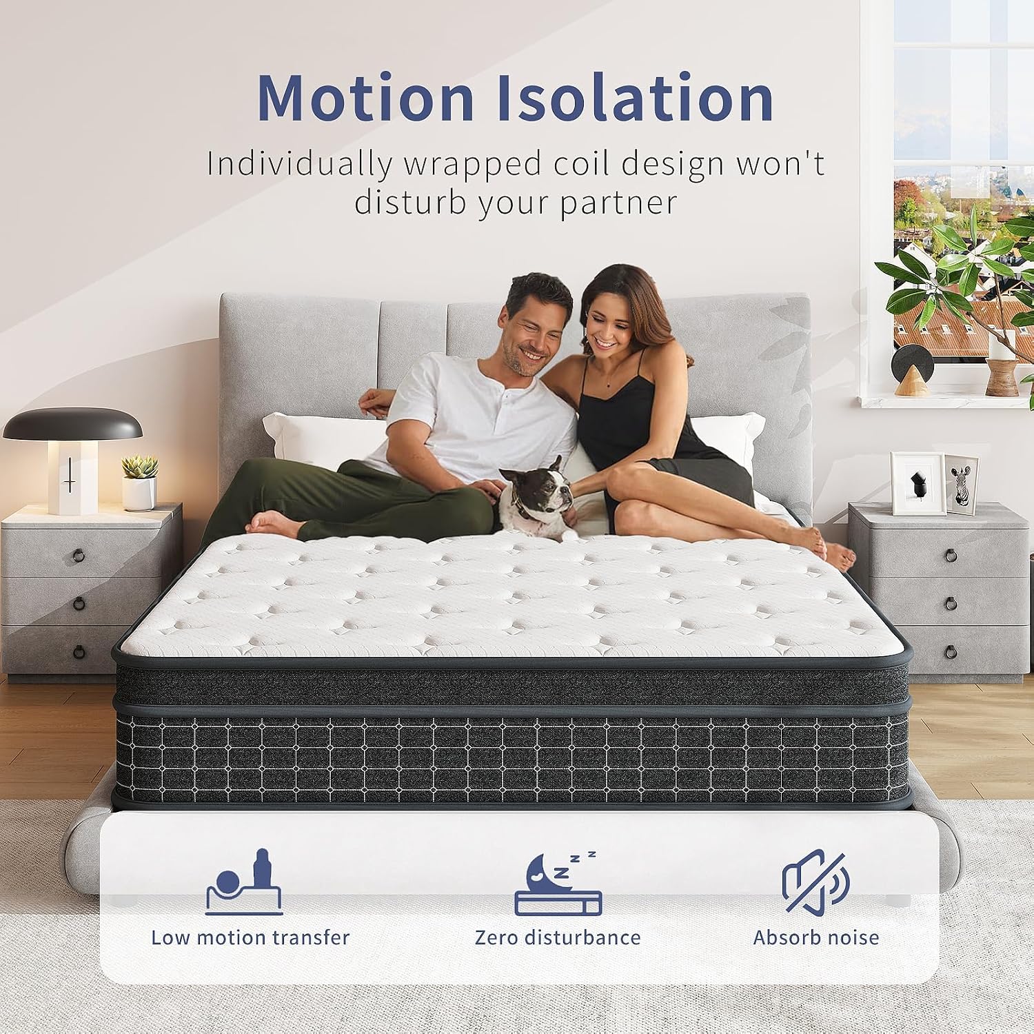 Queen Mattress, 12 Inch Queen Size Mattresses In A Box, Individually Wrapped Pocket Coils For Isolate Motion,Pressure Relief, Certipur-Us Certified, Support Comfort & Medium Firm