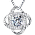 MOOSEA Mothers Day Gifts - 1-3 ct Love Knot Moissanite Necklace, 925 Sterling Silver Lab Created Moissanite Necklace Anniversary Birthday Gifts for Women Mom Wife Girlfriend Jewelry Gift