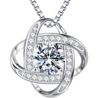 MOOSEA Mothers Day Gifts - 1-3 ct Love Knot Moissanite Necklace, 925 Sterling Silver Lab Created Moissanite Necklace Anniversary Birthday Gifts for Women Mom Wife Girlfriend Jewelry Gift