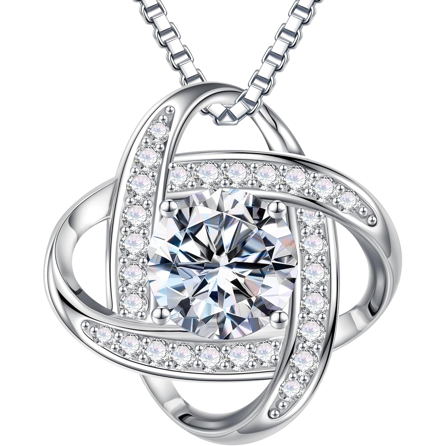 MOOSEA Mothers Day Gifts - 1-3 ct Love Knot Moissanite Necklace, 925 Sterling Silver Lab Created Moissanite Necklace Anniversary Birthday Gifts for Women Mom Wife Girlfriend Jewelry Gift