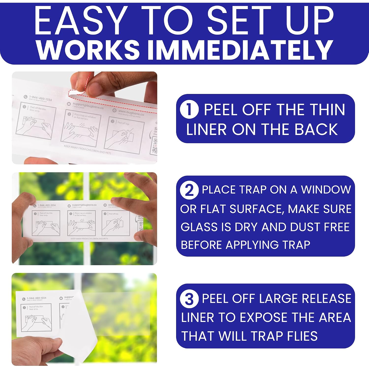 50 Window Fly Traps Sticky Non-Toxic Clear Fly Paper Indoor For Home. No Mess Flies Window Sticky Traps Bug Flies Strips Indoors. Fruit And Housefly Trap Indoor Flypaper Tape Gnat Catcher Killer
