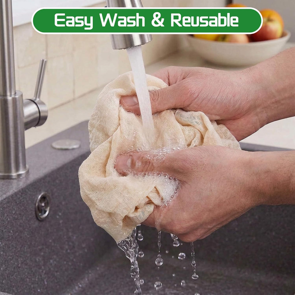 10 Pcs Cheese Cloths, 20X20 Inch Grade 100 Hemmed Cheesecloth For Cooking, Reusable Unbleached Cotton Strainer For Juicing, Baking, Cheese And Yogurt Making