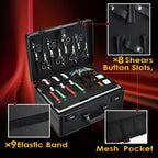Barber Case 6 Clippers Sliding Tray, Profesional Barbers Briefcase Tool Case, Barber Cases For Clippers And Supplies, Hair Scissors Trimmer Organizer, Salon Hair Grooming Hard Travel Suitcase