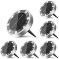 6 Pack Solar Lights Outdoor Waterproof, 8 Led Solar Ground Lights | Flat Solar Disc Light Landscape Lighting For Pathway Garden Yard Walkway Driveway Lawn, Cool White