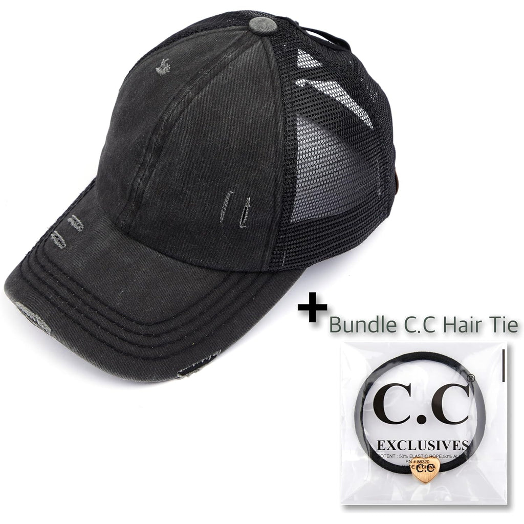 C.C Ponycap Messy High Bun Ponytail Adjustable Glitter Mesh Trucker Baseball Cap