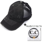 C.C Ponycap Messy High Bun Ponytail Adjustable Glitter Mesh Trucker Baseball Cap