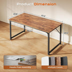 47 X 24 Inch Computer Desk With Deeper Desktop, Gaming Office Writing Work Desk For Home Office, Study, Bedroom, Work From Home, Metal Frame, Rustic Brown