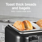 Proctor Silex 4 Slice Toaster With Extra Wide Slots For Bagels | Browning Control With 7 Shades | Auto Shutoff | Toast Boost | Slide-Out Crumb Tray | Cancel Button | White | 24215G