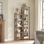 Mahancris Bookshelf, 5-Tier Bookcase, Standing Book Shelf For Small Space, Storage Shelf Organizer, For Living Room, Bedroom, Study, Balcony, Rustic Brown And Black Bkhr5501