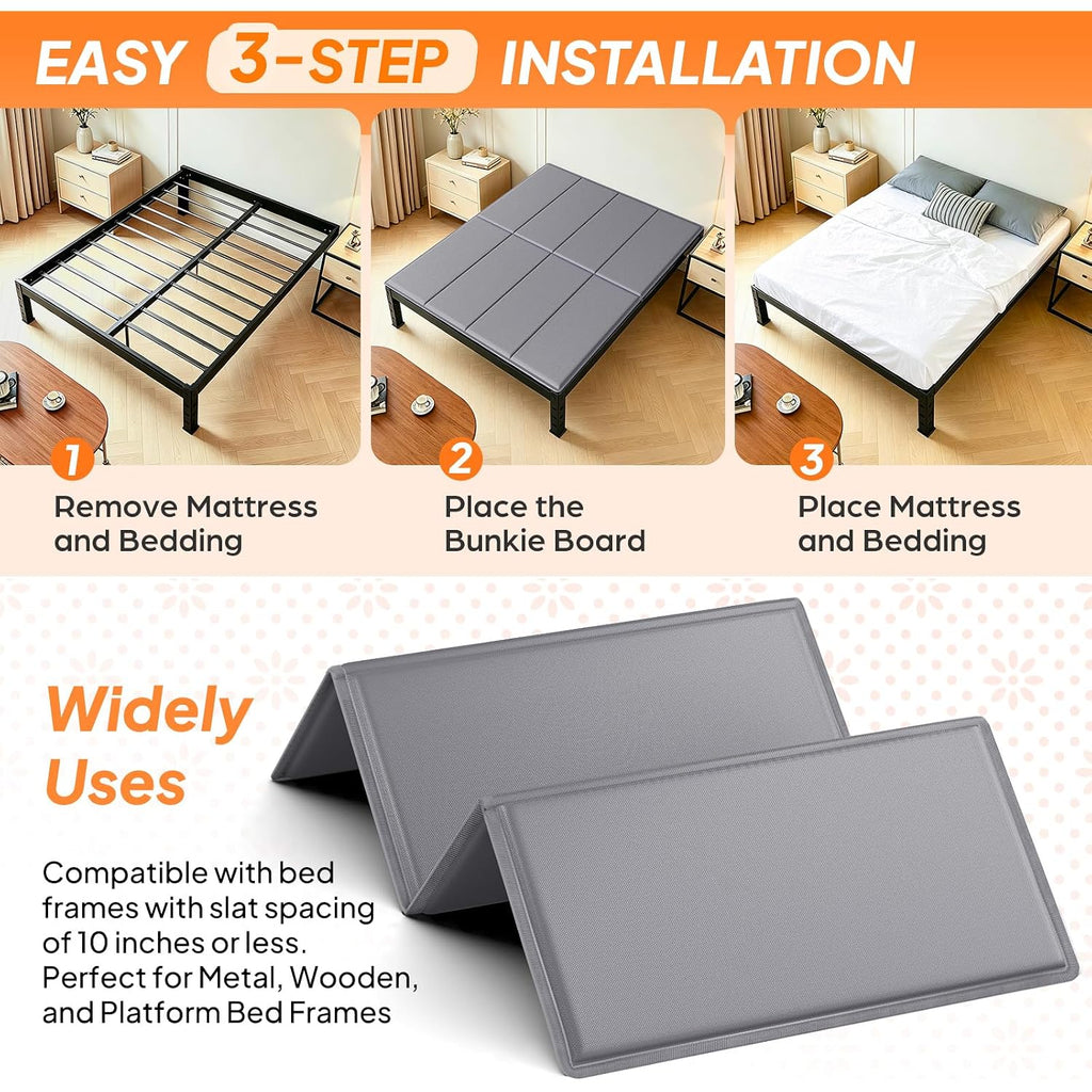 Laveve Heavy Duty 10Mm Bunkie Board Queen Size 60'' X 80'', Breathable Bed Support Board To Prevent Sagging Mattress, With Anti-Slip Dots, Fits Metal Bed Frames, Slatted Frames, And Sofa Beds