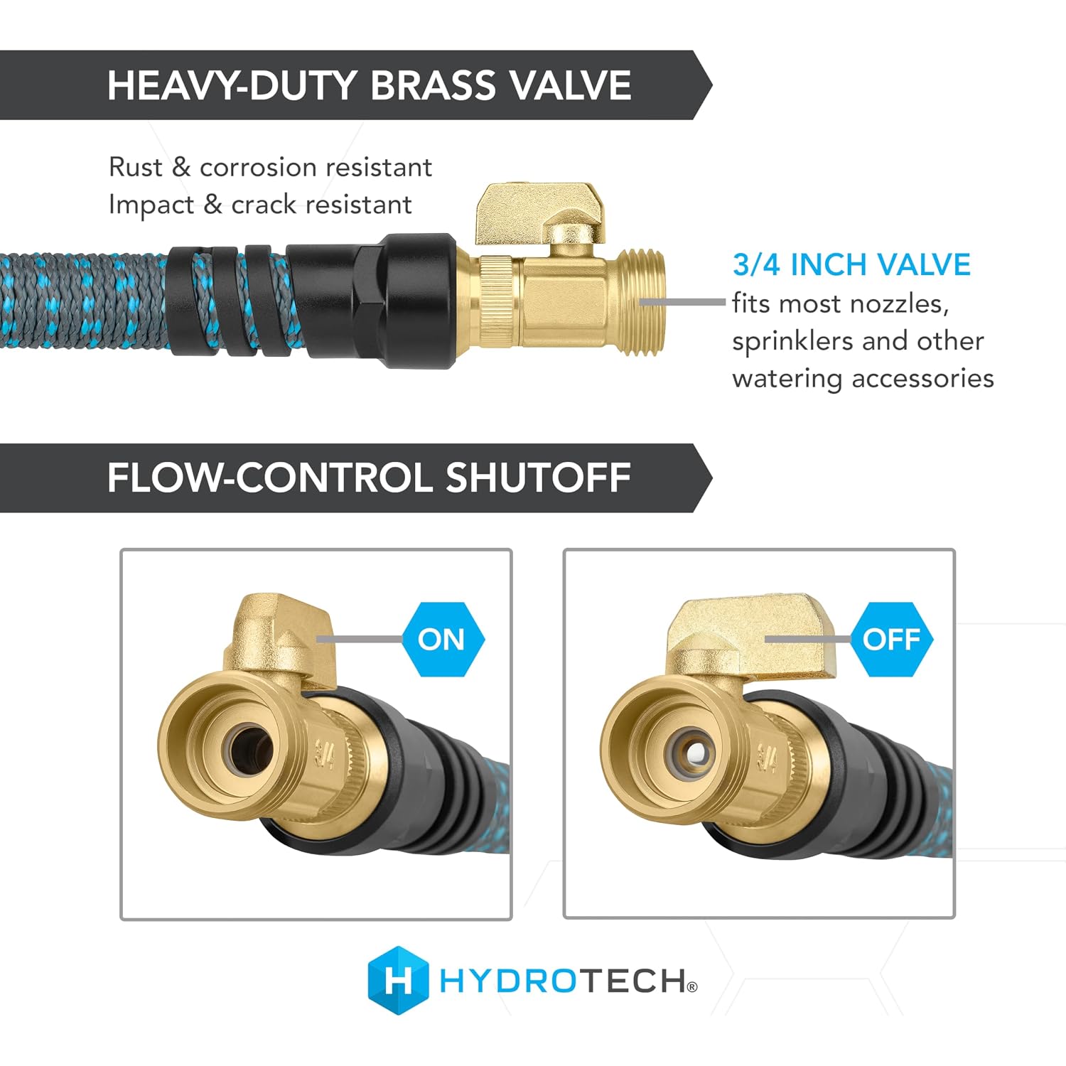 Hydrotech 25 Ft Expandable Burst-Proof Garden Hose, 5/8 In Diameter | Patented Force Control Technology Delivers Lightweight, Kink-Free Flexibility, Compact Storage And Dependable Durability.
