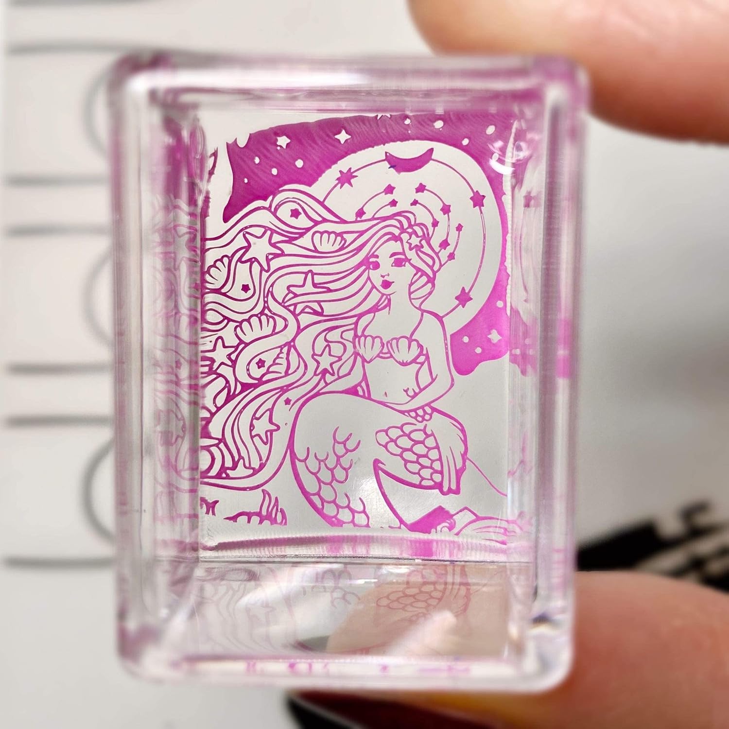Maniology Ice Cube Clear Rectangular Stamper with Scraper Card | Essential Transparent Nail Stamping Tool for Precise Nail Art Stamp Design Transfer & Placement