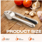 Kitchen Garlic Press, Rust Proof & Dishwasher Safe Garlic Mincer, Durable Garlic Crusher Set With Peeler＆Brush, Easy To Clean And Squeeze, Matte