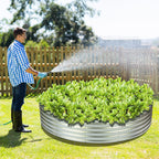 4X4X1Ft Round Raised Garden Beds Outdoor Steel Fire Pit Ring Flower Planter | Large Galvanized Metal Above Ground Boxes Kit For Gardening Vegetables Outside
