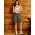 Bermuda Cargo Shorts for Women Casual Long Knee Length High Waisted Stretch Wide Leg Relaxed Fit