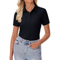 Womens Button Down Shirt Slim Fit Stretch Short Sleeve Dress Shirts Wrinkle Free Solid Formal Work Blouses