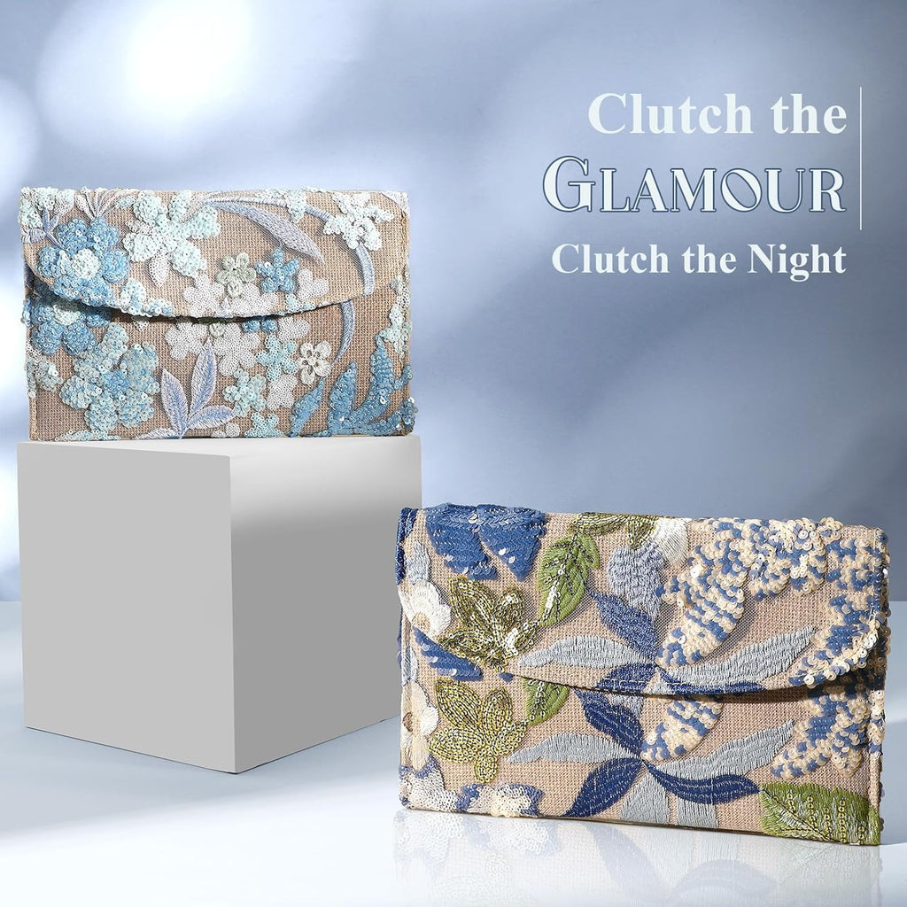 Floral Beaded Clutch Embroidery Sequin Beaded Purse Small Evening Clutch Purses for Women