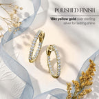 Ross-Simons Lab-Grown Diamond Inside-Outside Hoop Earrings in 18kt Gold Over Sterling, Earrings for Women, Silver Jewelry, Christmas, Birthday Gift, 3/4"