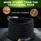 Garden Hose, Flexible Water Hose, Ultra Lightweight Non-Expanding Hose With 10 Function Sprayer, Leak Proof, Pressure Resistant For Yard, Outdoor (Black, 50Ft)