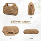 Straw Dumpling Clutch Bag, Summer Beach Bag, Woven Straw Tote Clutch Purse For Women, Vacation Evening Bags