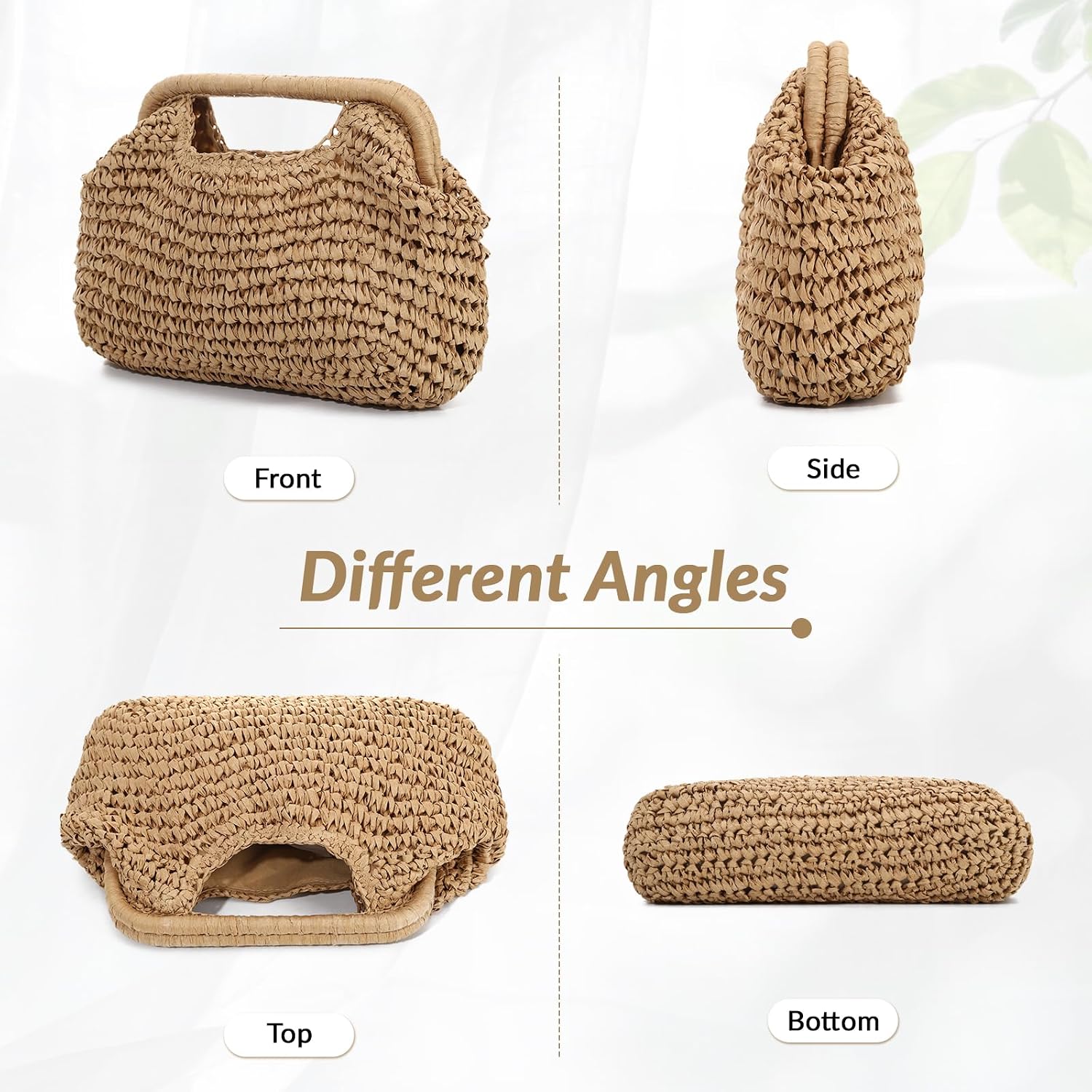 Straw Dumpling Clutch Bag, Summer Beach Bag, Woven Straw Tote Clutch Purse For Women, Vacation Evening Bags