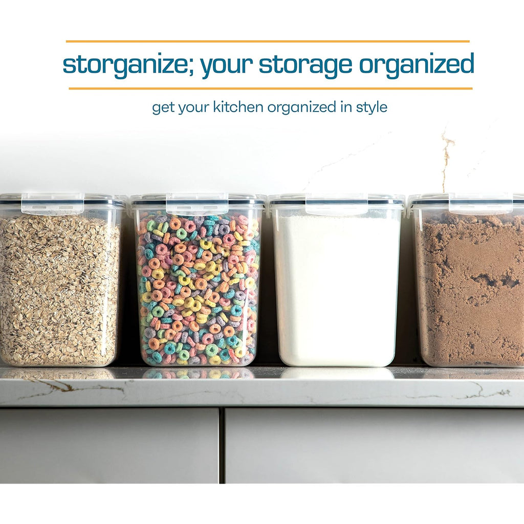 Storeganize Flour Sugar Storage Containers (5.3L/4pk) Great Rice Canisters Sets For The Kitchen pantry, Large Food Storage Containers With Lids Airtight