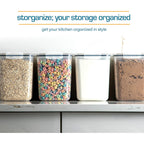 Storeganize Flour Sugar Storage Containers (5.3L/4pk) Great Rice Canisters Sets For The Kitchen pantry, Large Food Storage Containers With Lids Airtight
