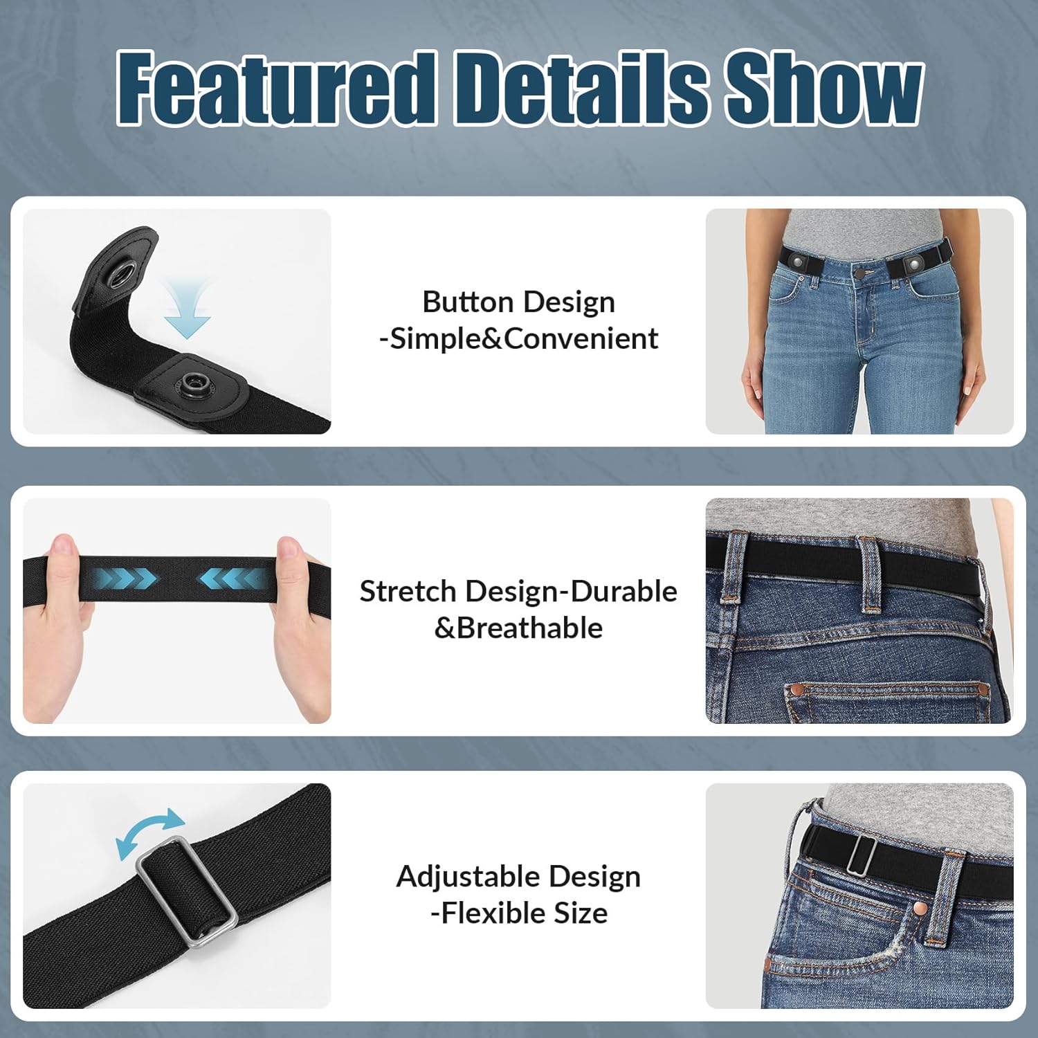 WERFORU 3 Pack 4 Pack No Buckle Invisible Stretch Belt Buckle-Free Elastic Belt for Women and Men