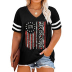 Plus Size Tops American Flag Shirts Womens V Neck Patriotic Tshirt USA Graphic Tee 4th of July T-Shirt