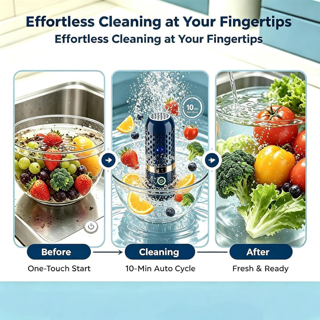 Purepod Produce Cleaner, Fruit And Vegetable Cleaner With Oh-Ion Technology | Ipx7 Wireless Food Purifier, 10 Min Auto Clean For Fruits, Veggie, Grains, Meat, Seafood