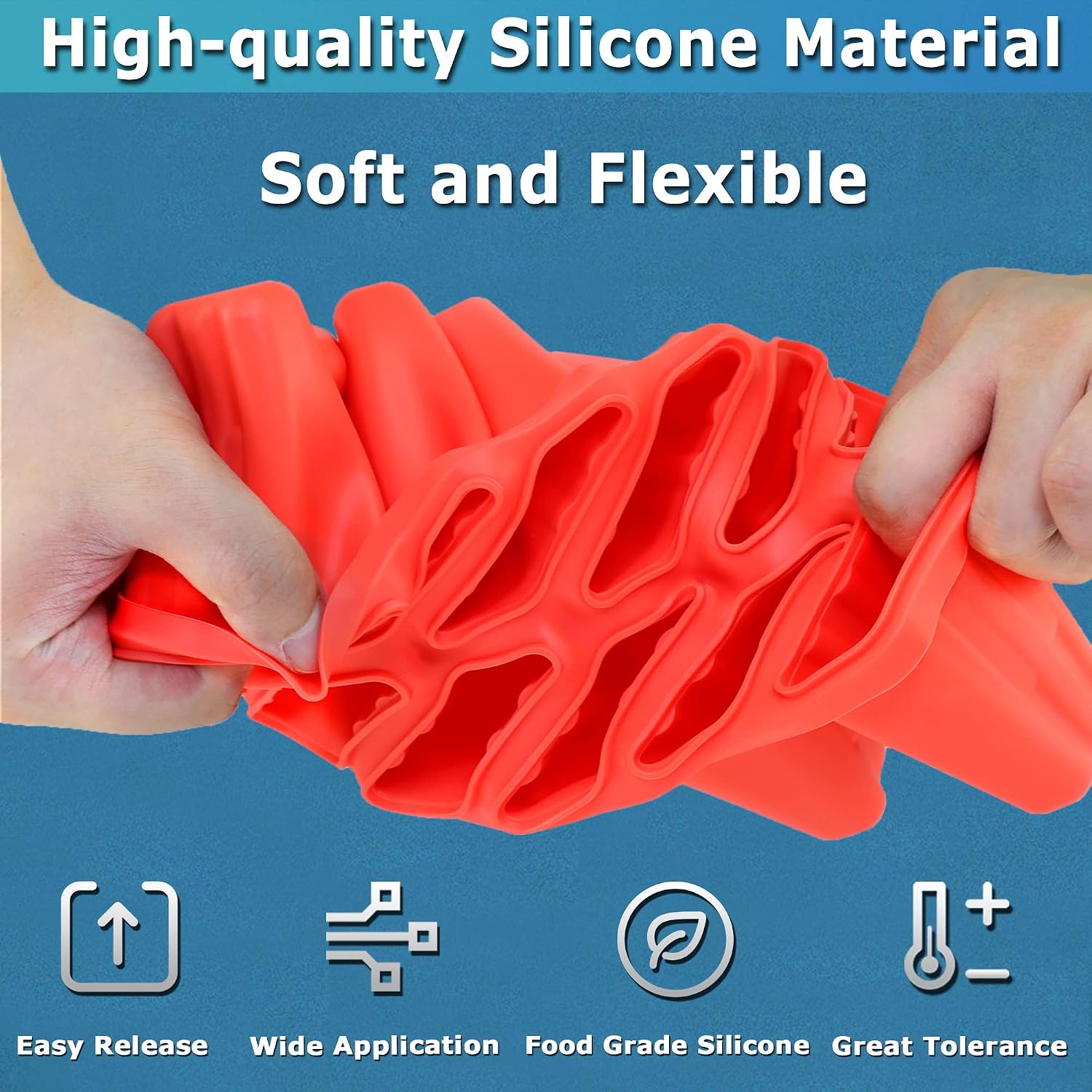Silicone Popsicle Molds 10-Cavity, Diy Ice Pop Mold For Kids Adult Teens, Bpa Free Ice Cream Molds For Party Yogurt Juice Smoothies Sticks