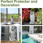 Offo Fake Owls, Plastic Owl Statue To Decorate The Garden, Porch Pool Patio Yard, Halloween Decorations For Outdoor Garden, 8.3-Inch Height, Brown And White