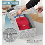 2 Pcs Stackable Hat Storage For Baseball Caps, Holds Up To 24 Caps Hat Organizer For Closet, Sturdy Snapback Boxes For Men With Cardboard, Grey