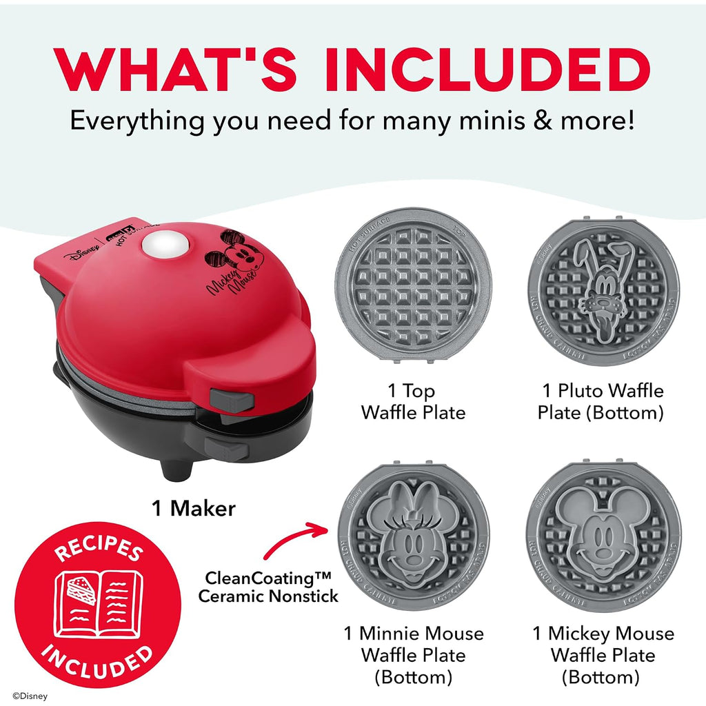 Disney | Dash Multimaker® Mini Maker System - Electric Waffle Maker & Swappable Plates - 1 Multimaker®, 4 Plates, Mickey Mouse & Friends Design, Aluminum