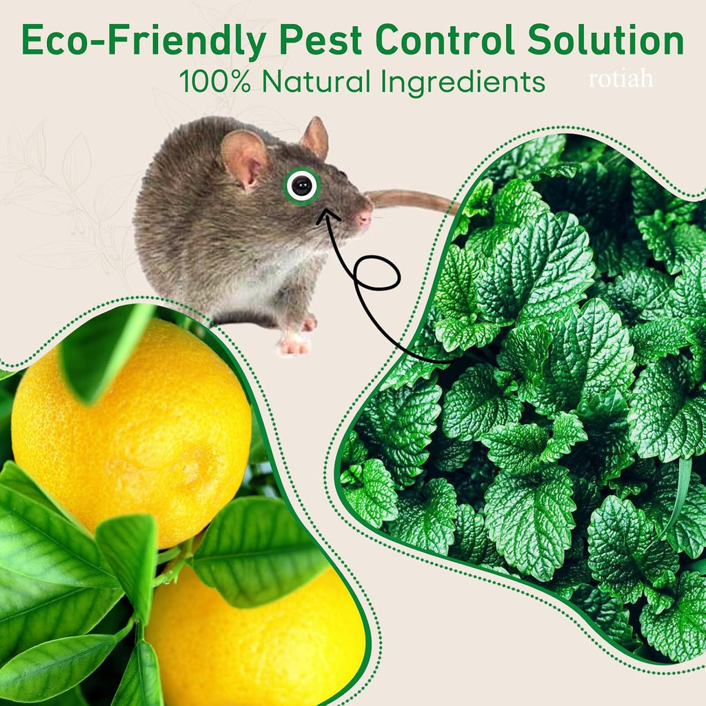 Pest Rodent Repellent, 24 Pack Peppermint Oil Repellent For Mouse Rats Spider Roach Ant Squirrel Pest Control Indoor & Outdoor, Natural Mice Deterrent Replace Trap Poisoning Family & Pet Safe Green