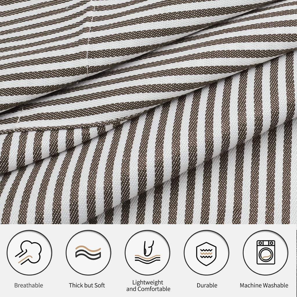 2 Pack Kitchen Cooking Aprons, Adjustable Bib Soft Chef Apron With 2 Pockets For Men Women(Black/Brown Stripes)